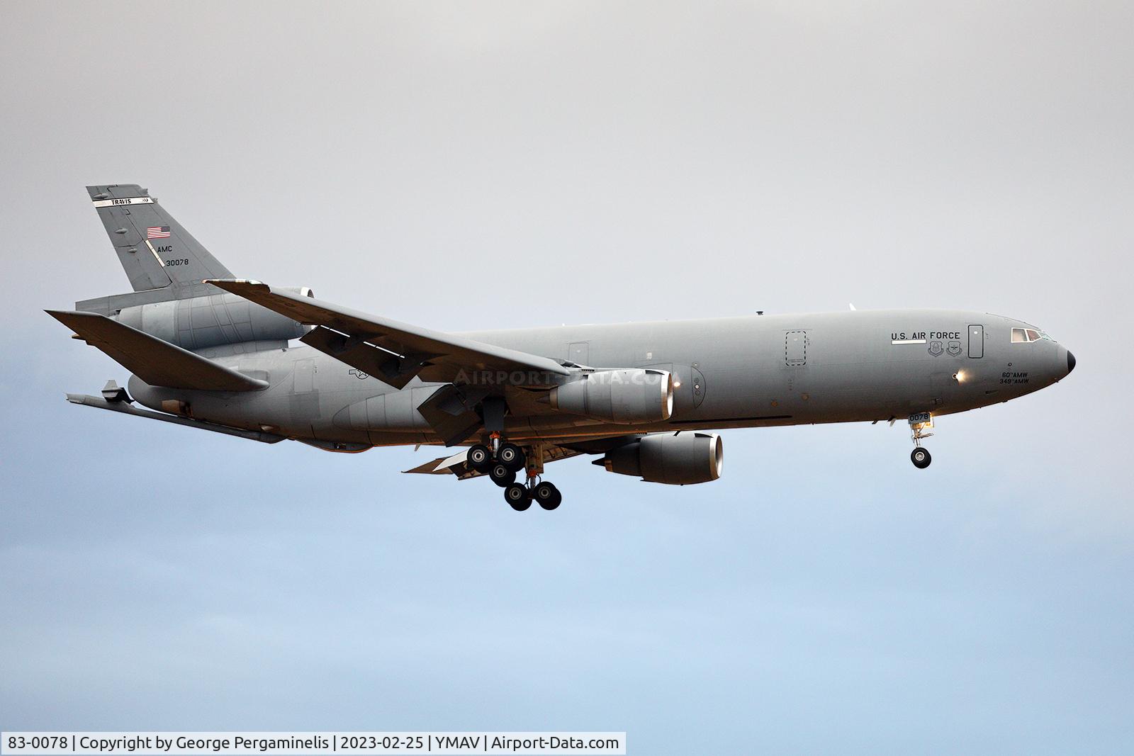 83-0078, 1983 McDonnell Douglas KC-10A Extender C/N 48219, Arriving for the Australian International Airshow 2023.