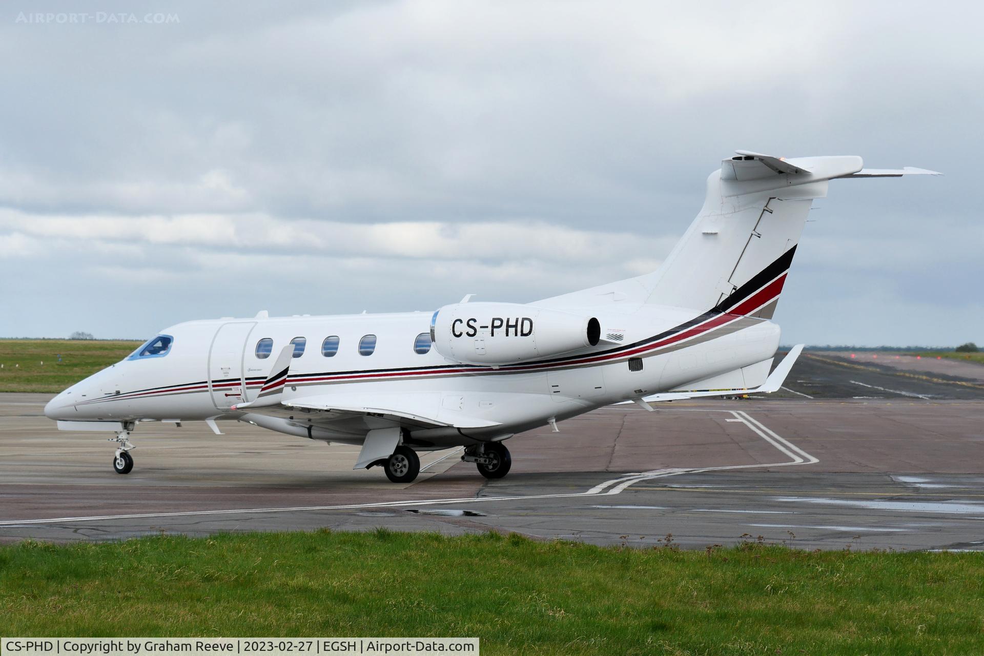 CS-PHD, 2014 Embraer EMB-505 Phenom 300 C/N 50500225, Just landed at Norwich.
