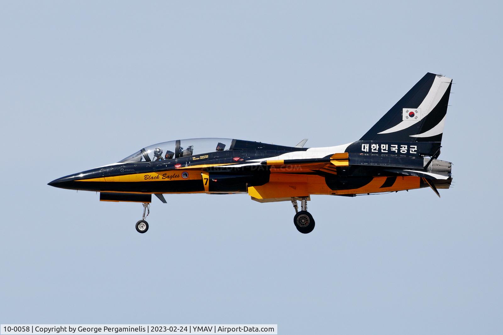 10-0058, Korean Aerospace Industries T-50B Golden Eagle C/N KA-058, Arriving for the Australian International Airshow 2023.