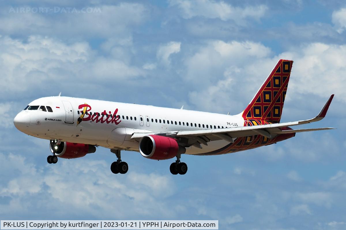 PK-LUS, 2017 Airbus A320-214 C/N 7640, A320-214 cn 7640. Batik Air PK-LUS rwy 03 arrival YPPH 21 January 2023