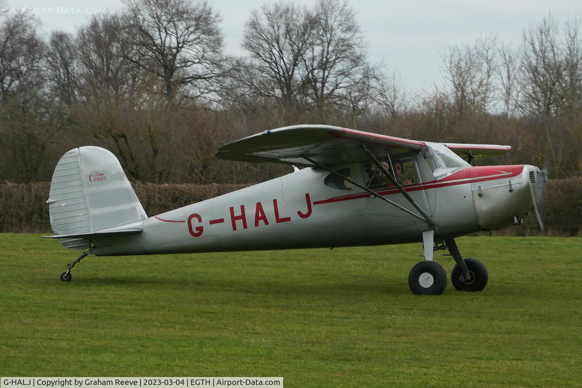 G-HALJ, 1946 Cessna 140 C/N 8336, Departing from Old Warden.