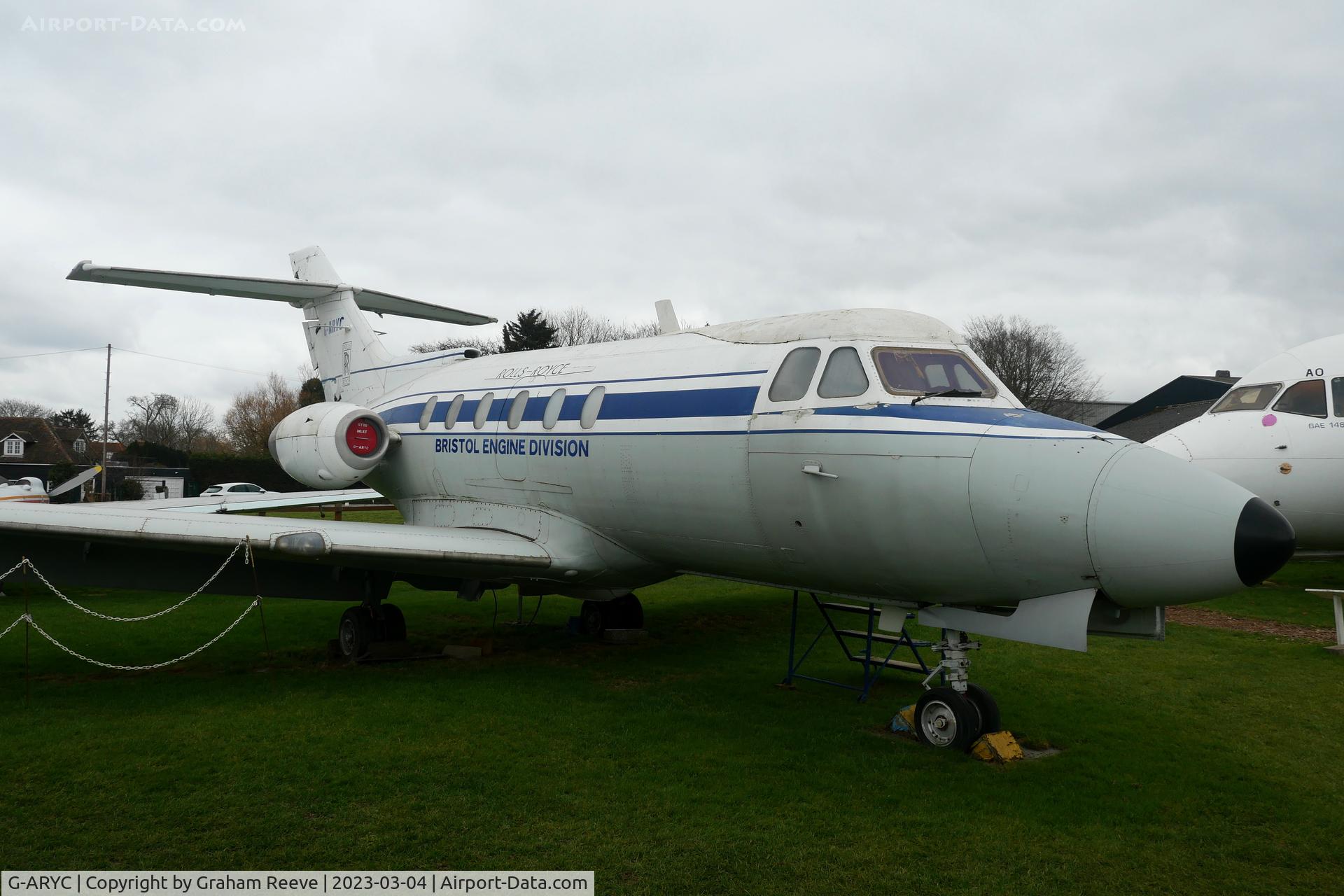 G-ARYC, 1963 De Havilland DH-125 Series 1/521 C/N 25003, On display at the De Havilland Museum, London Colney.