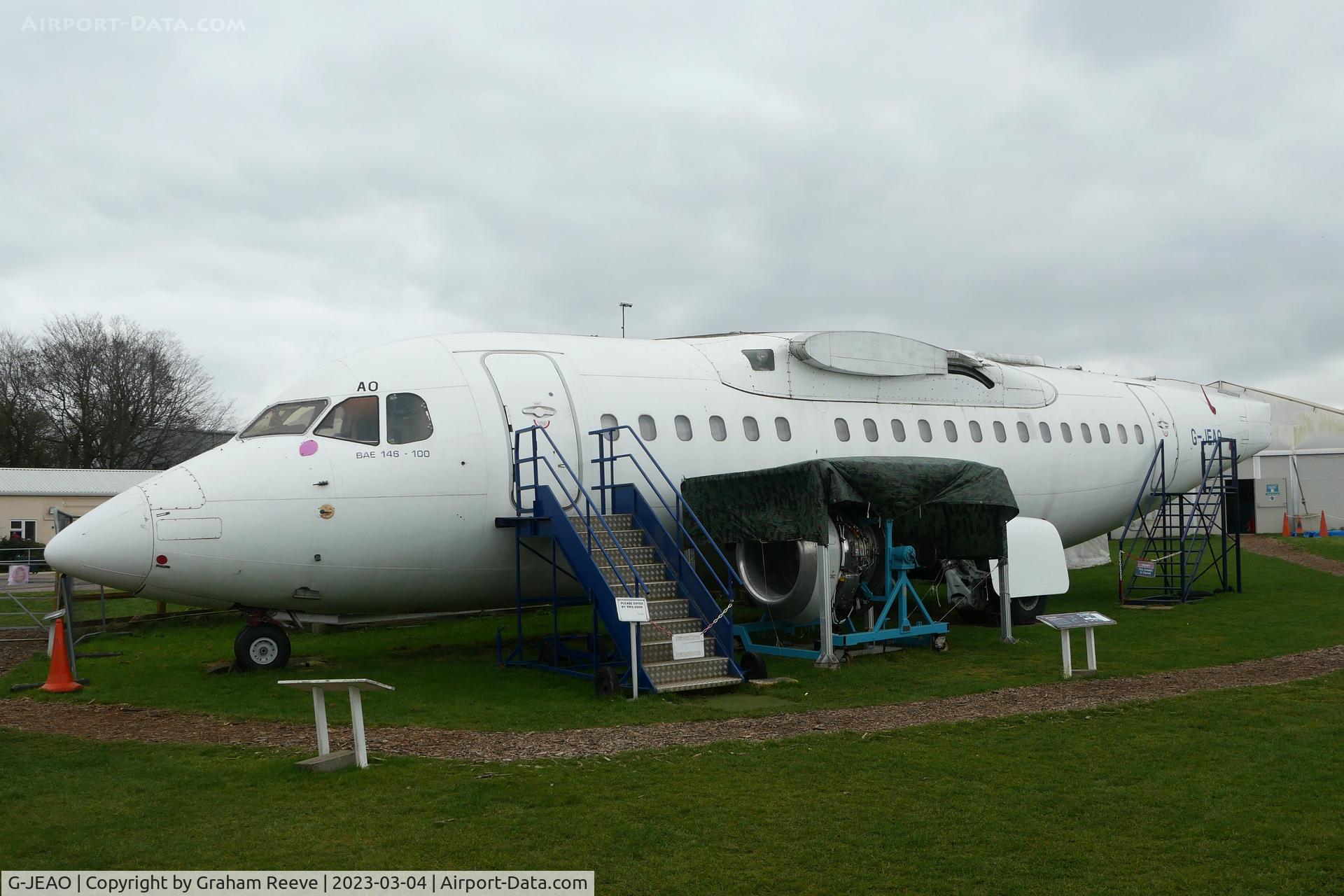 G-JEAO, 1983 British Aerospace BAe.146-100 C/N E1010, On display at the De Havilland Museum, London Colney.