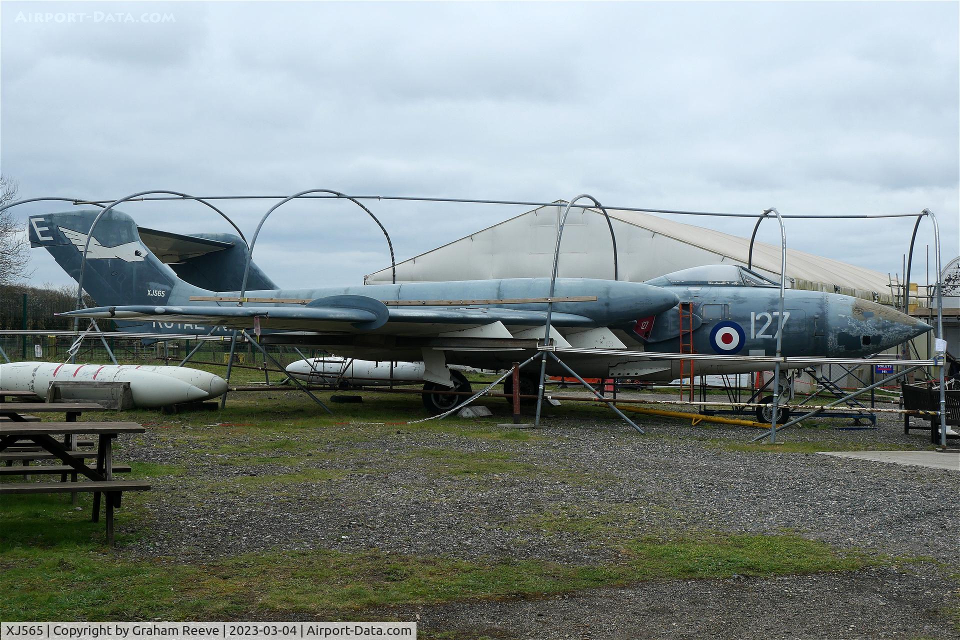 XJ565, De Havilland DH-110 Sea Vixen FAW.2 C/N 10047, On display at the De Havilland Museum, London Colney.