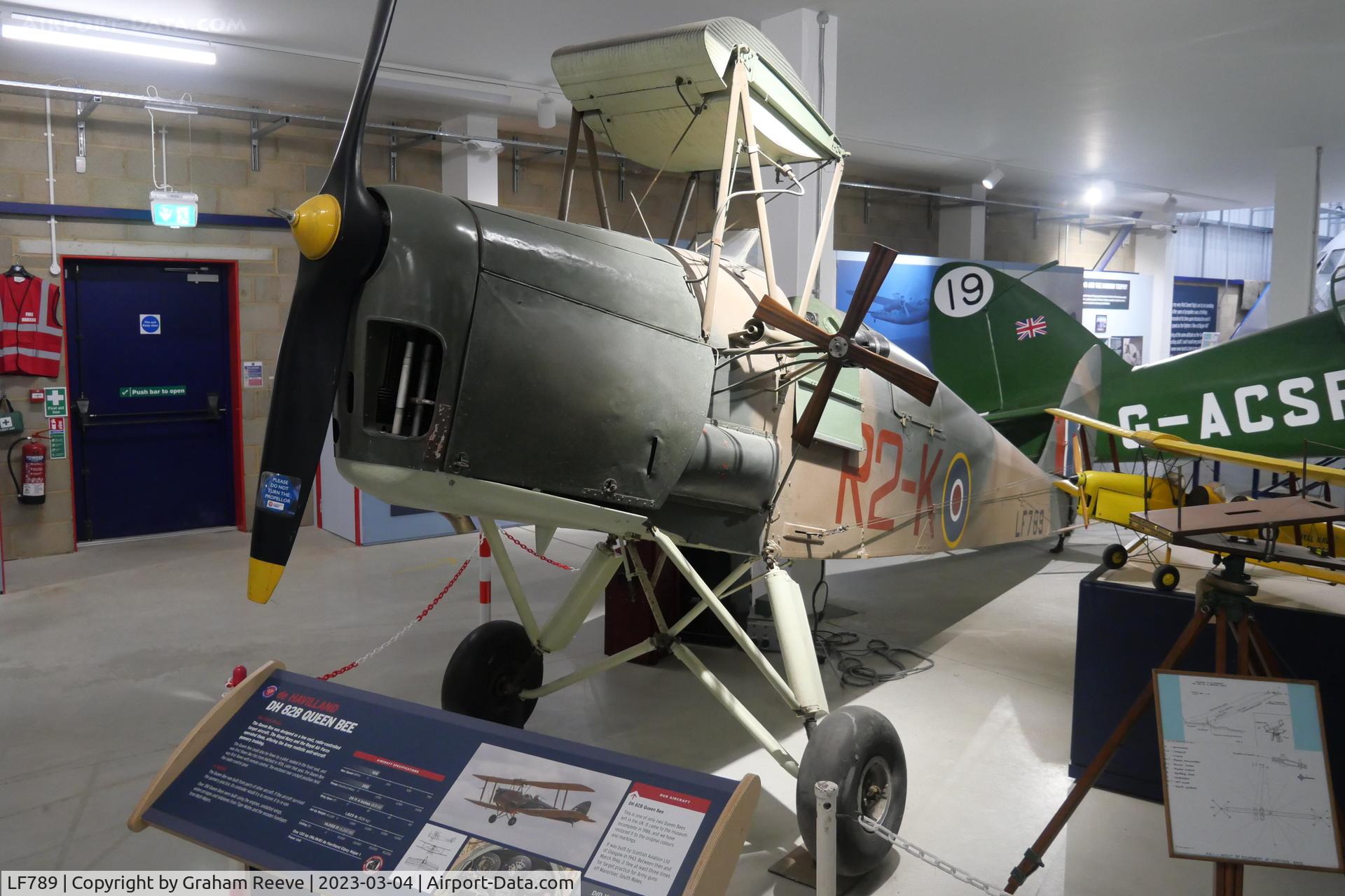 LF789, De Havilland DH.82B Queen Bee C/N BAPC186, On display at the De Havilland Museum, London Colney.