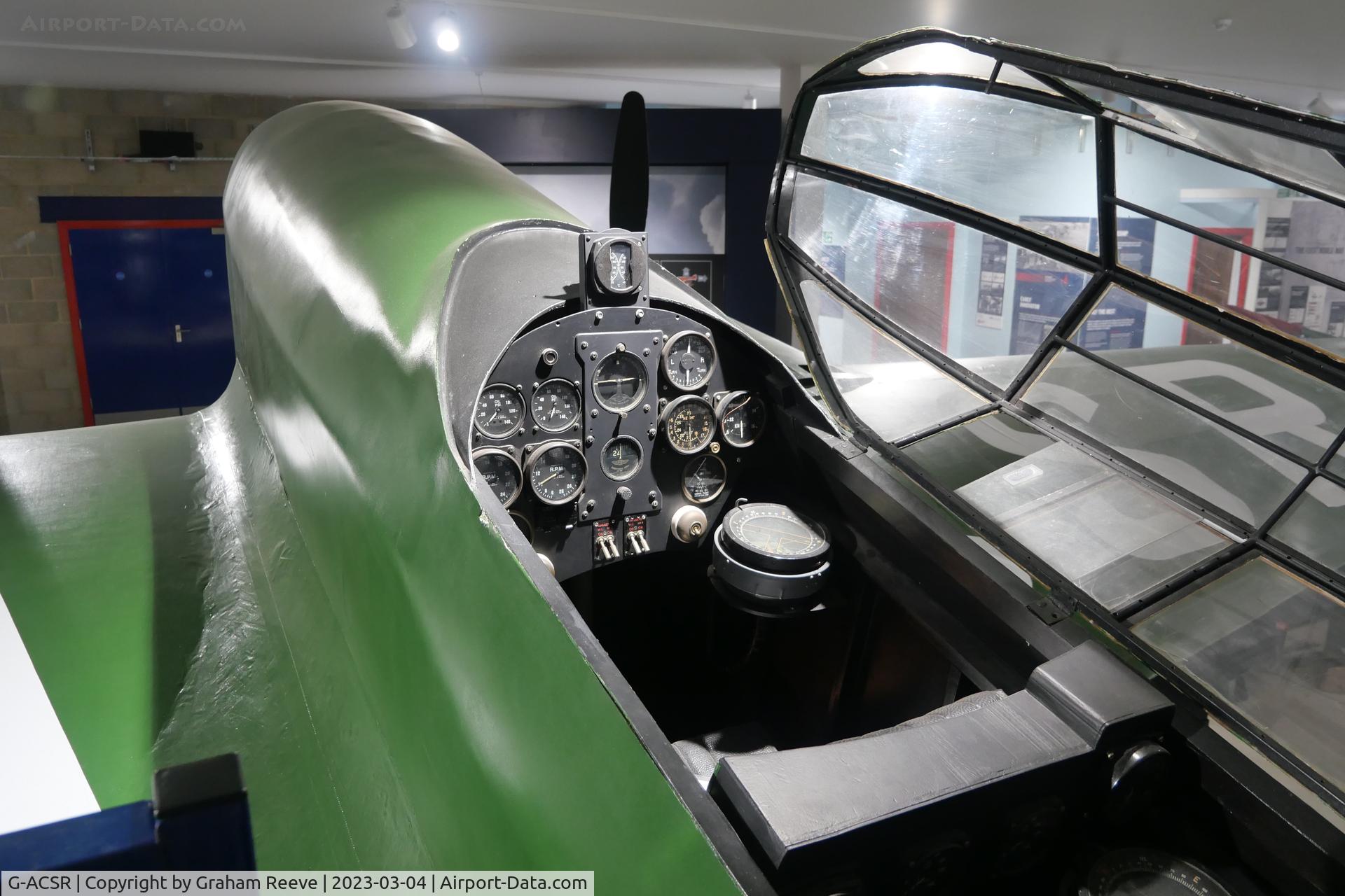 G-ACSR, 1934 De Havilland DH-88 Comet C/N 1995, On display at the De Havilland Museum, London Colney.