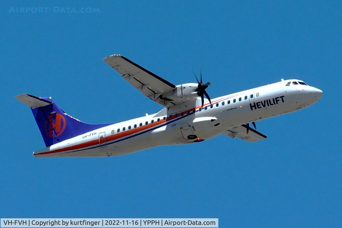 VH-FVH, ATR 72-212A C/N 954, ATR -72 cn 954. Hevlift Australia VH-FVH rwy 21 departure YPPH 16 November 2022