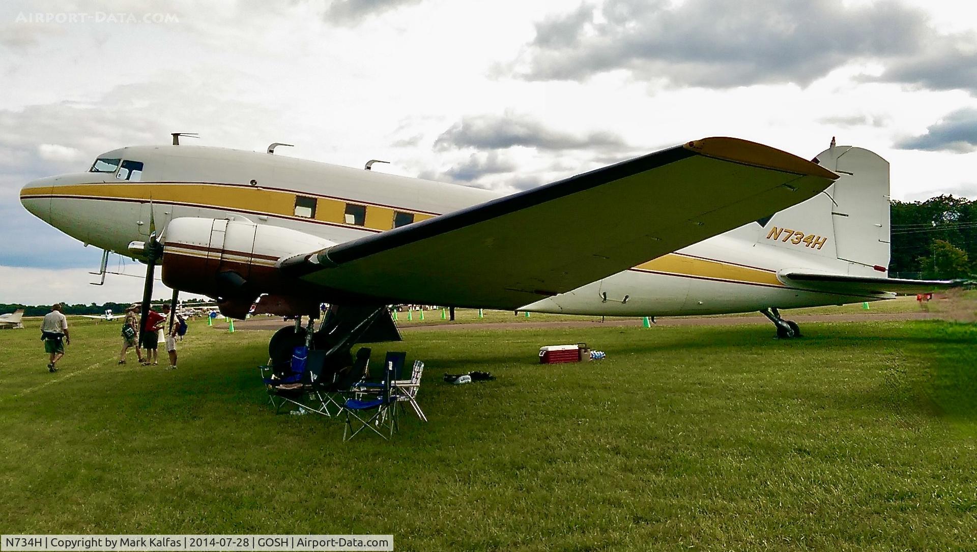 N734H, 1942 Douglas DC-3 (C-47-DL) C/N 4727, Douglas DC-3 (C-47-DL), N734DH at Oshkosh
