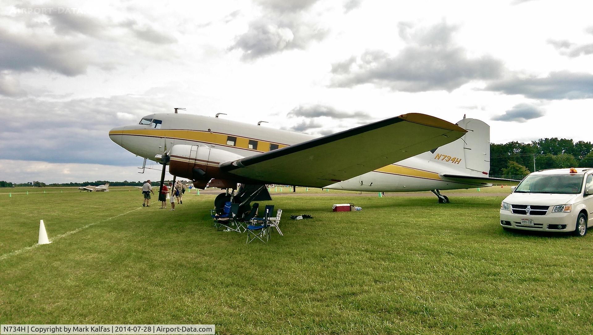 N734H, 1942 Douglas DC-3 (C-47-DL) C/N 4727, Douglas DC-3 (C-47-DL), N734DH at Oshkosh