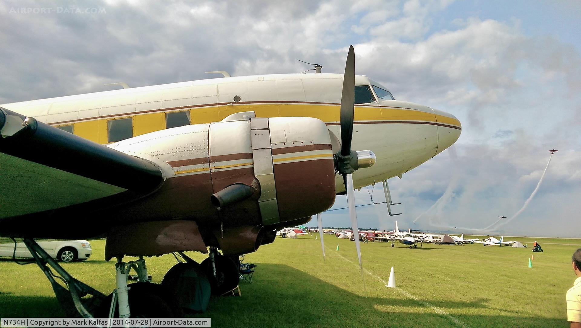 N734H, 1942 Douglas DC-3 (C-47-DL) C/N 4727, Douglas DC-3 (C-47-DL), N734DH at Oshkosh
