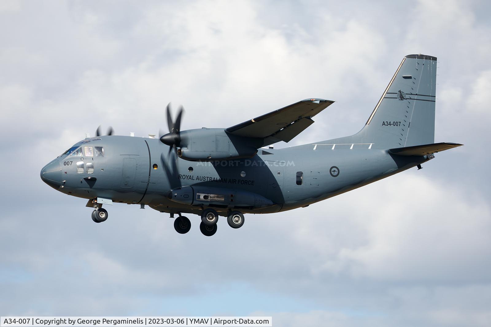 A34-007, 2016 Alenia C-27J Spartan C/N 4186/AUS07, Short final, runway 36.