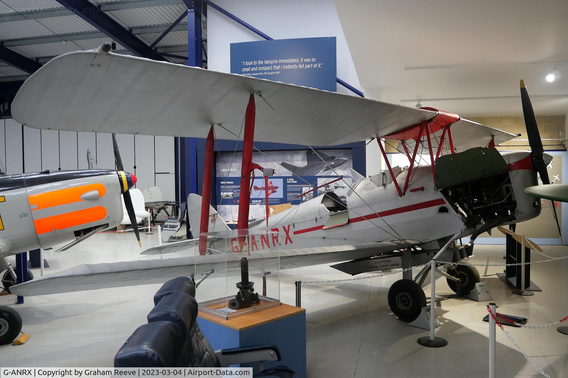 G-ANRX, De Havilland DH-82A Tiger Moth II C/N 3863, On display at the De Havilland Museum, London Colney.