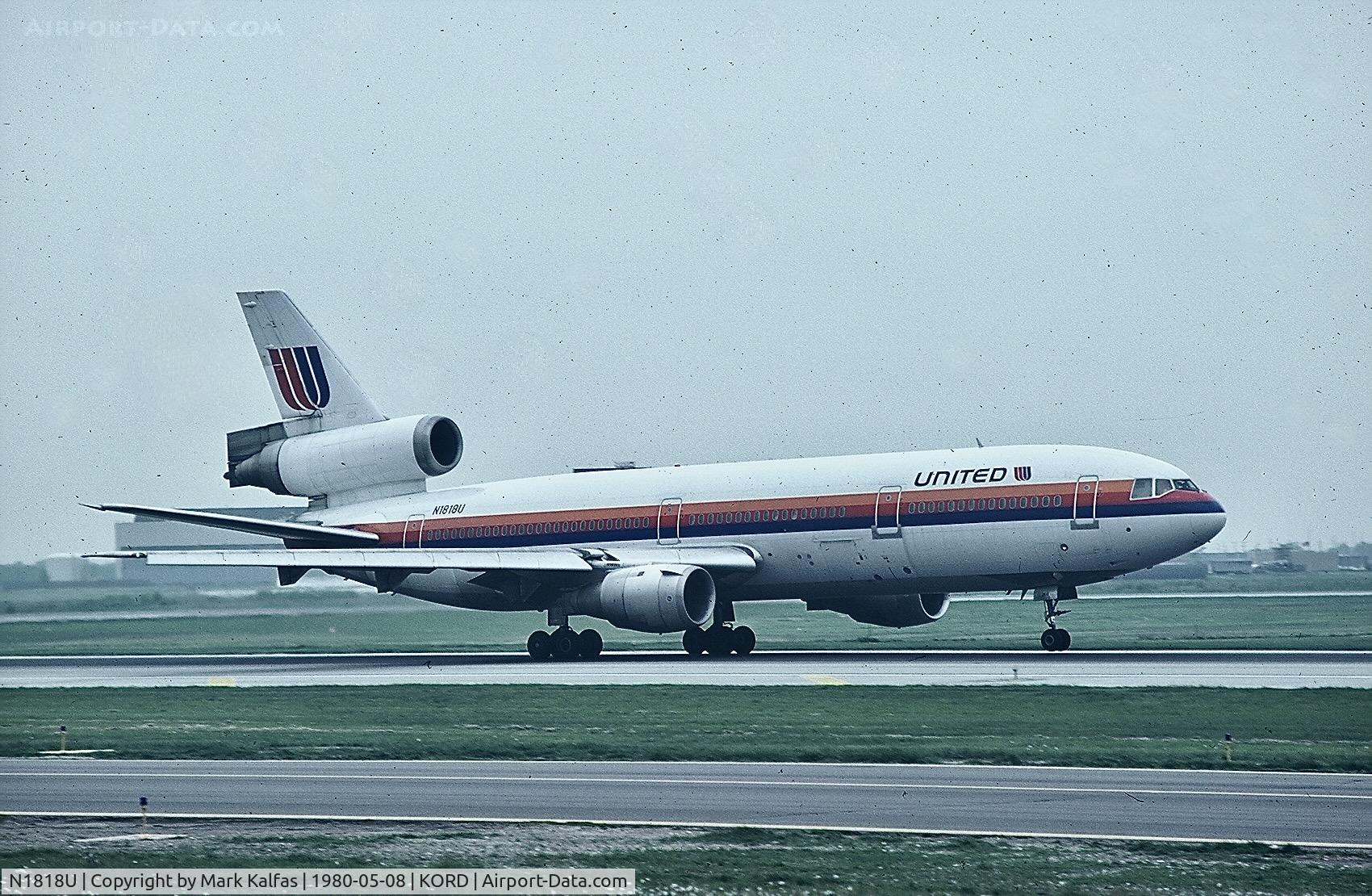N1818U, 1973 McDonnell Douglas MD-10-10F C/N 46617, United Airlines DC-10, N1818U at ORD.
