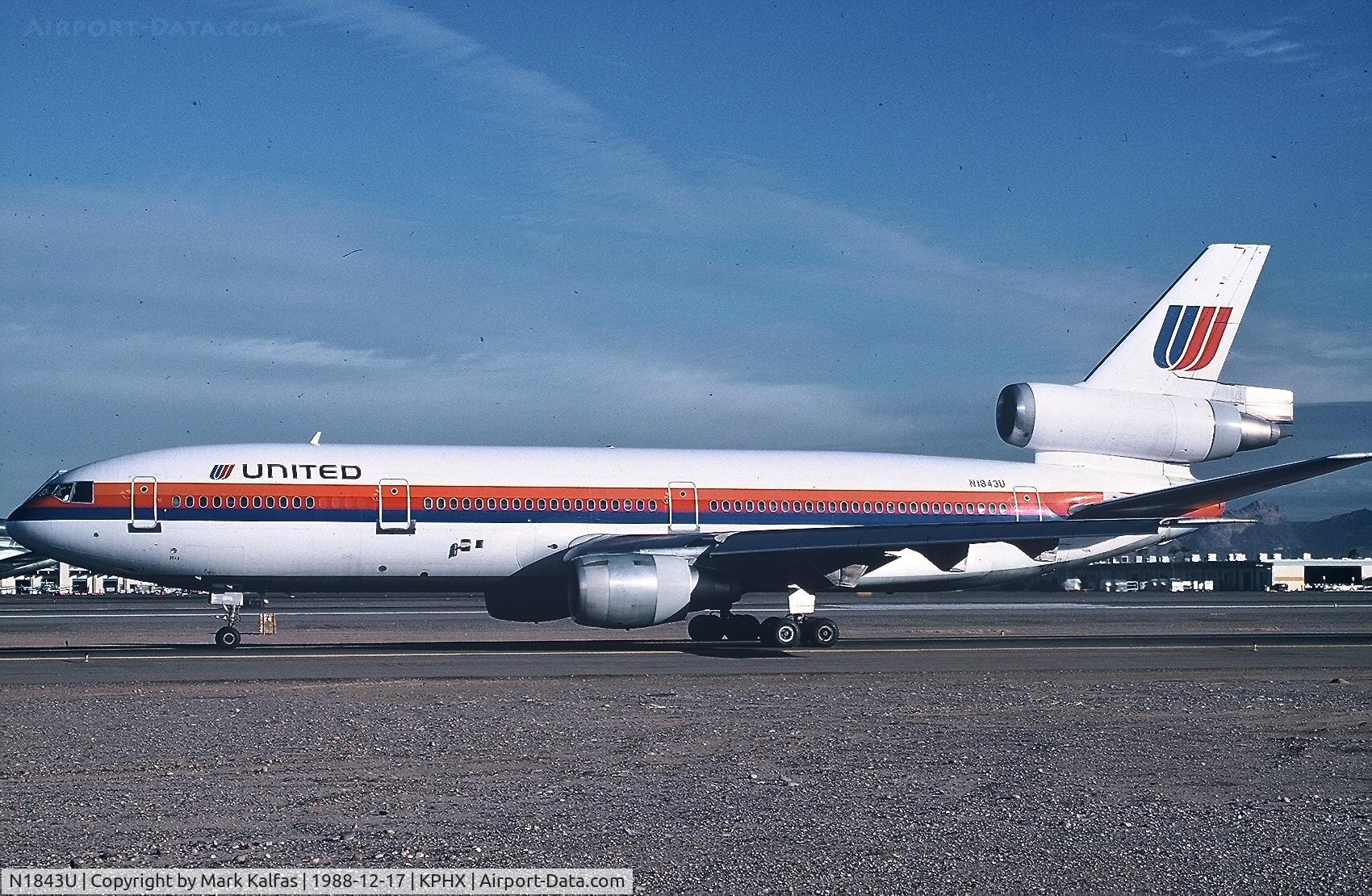 N1843U, 1980 McDonnell Douglas MD-10-10F C/N 46636, United Airlines DC-10, N1843U at PHX