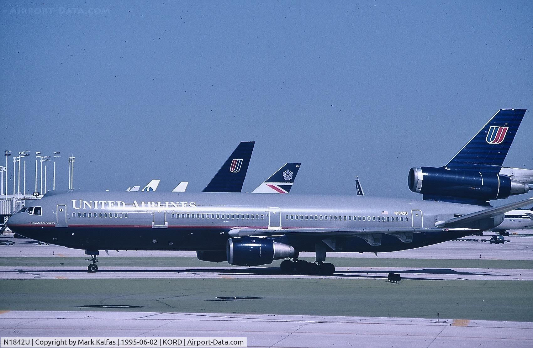 N1842U, 1980 McDonnell Douglas MD-10-10F C/N 46635, United Airlines DC-10-10, N1842U at ORD
