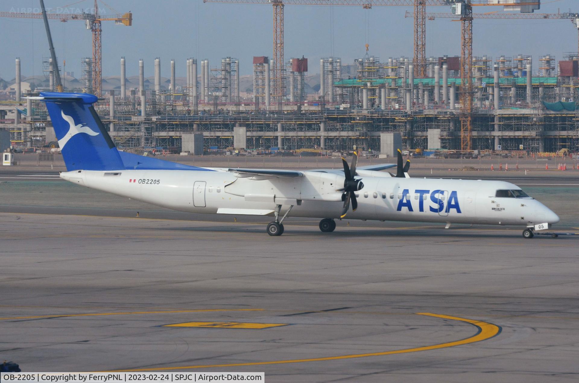 OB-2205, 2001 Bombardier DHC-8-402Q Dash 8 Dash 8 C/N 4053, ATSA Airlines DHC8 under tow