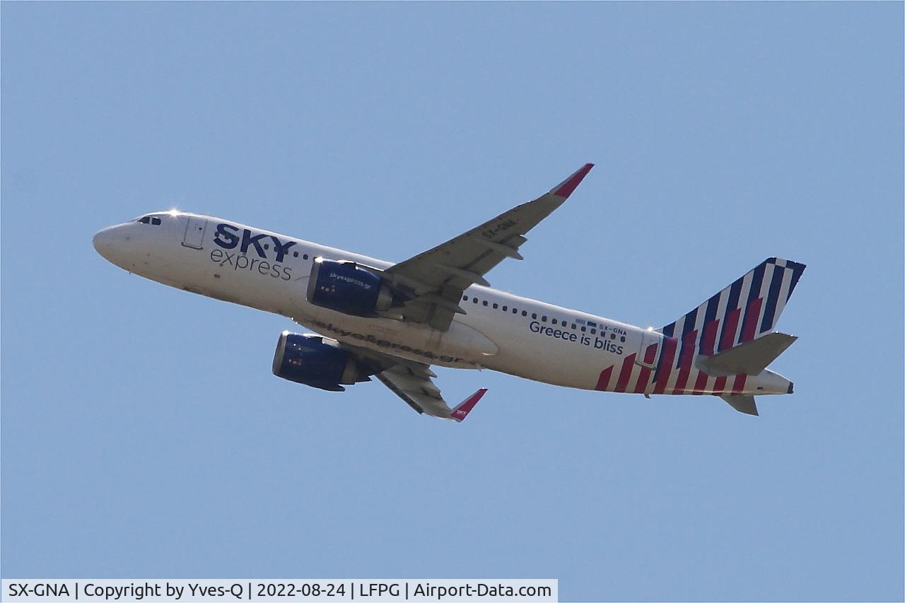 SX-GNA, 2021 Airbus A320-251N C/N 9516, Airbus A320-251N, Climbing rwy 08L, Roissy Charles De Gaulle airport (LFPG-CDG)