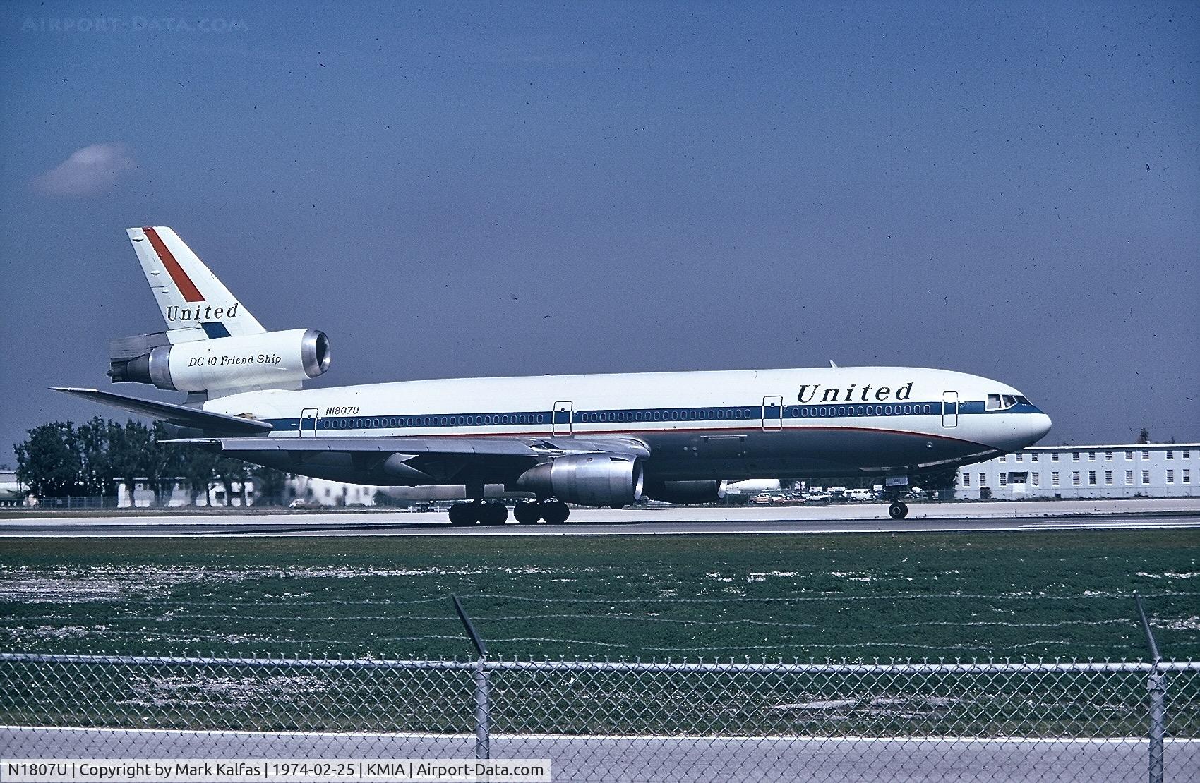 N1807U, 1971 McDonnell Douglas MD-10-10F C/N 46606, United Airlines DC-10-10. N1807U at MIA
