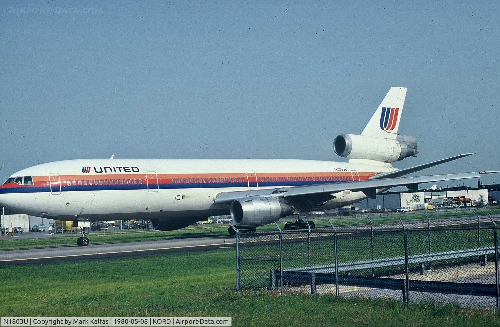 N1803U, 1971 McDonnell Douglas MD-10-10F C/N 46602, United Airlines DC-10-10, N1803U at ORD.