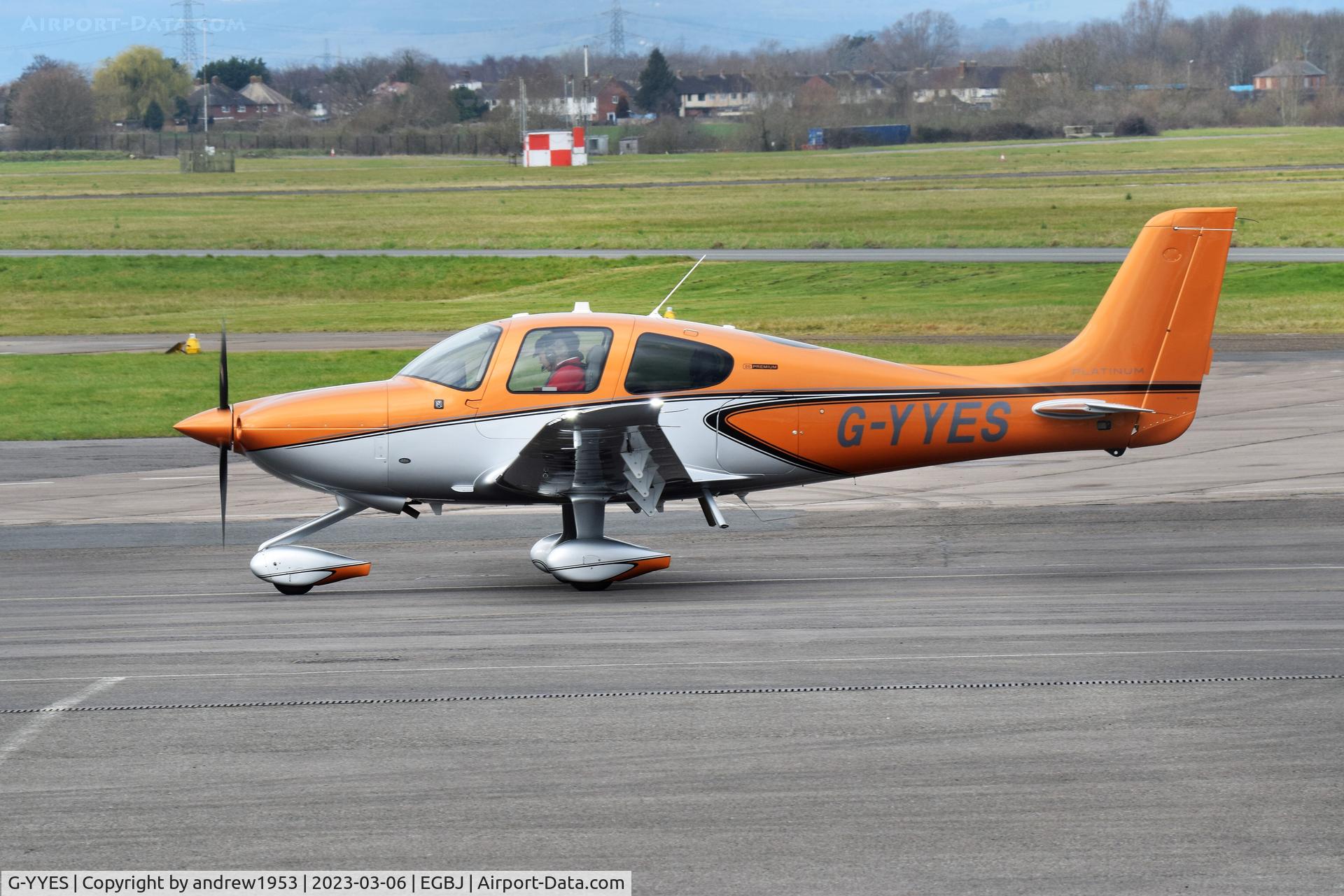 G-YYES, 2022 Cirrus SR20 C/N 8701, G-YYES at Gloucestershire Airport.