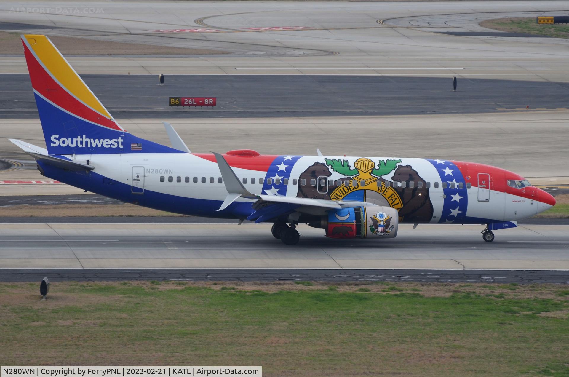 N280WN, 2007 Boeing 737-7H4 C/N 32533, Southwest B737 Missouri One