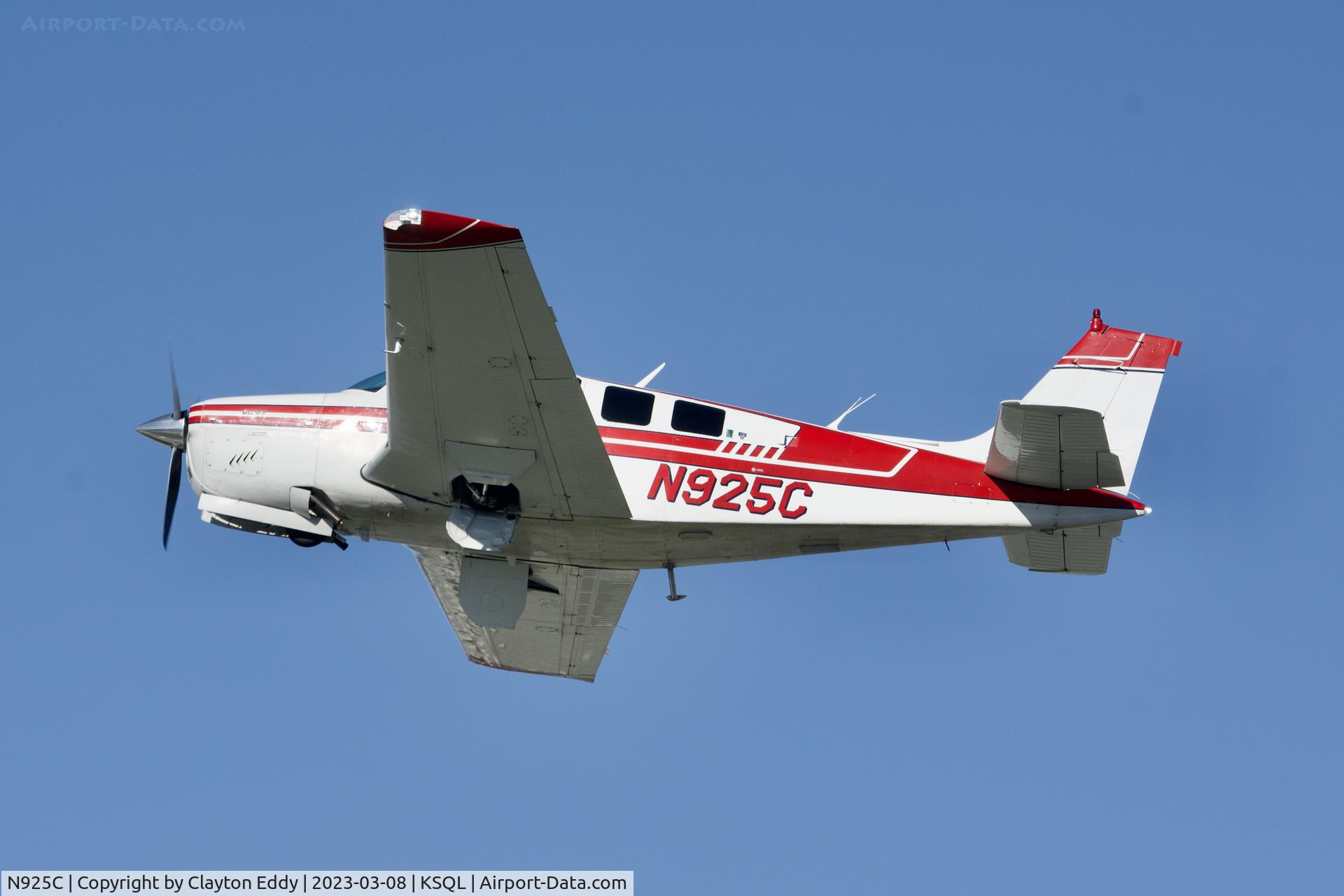 N925C, 1977 Beech A36 Bonanza 36 C/N E-1057, San Carlos Airport in California 2023.