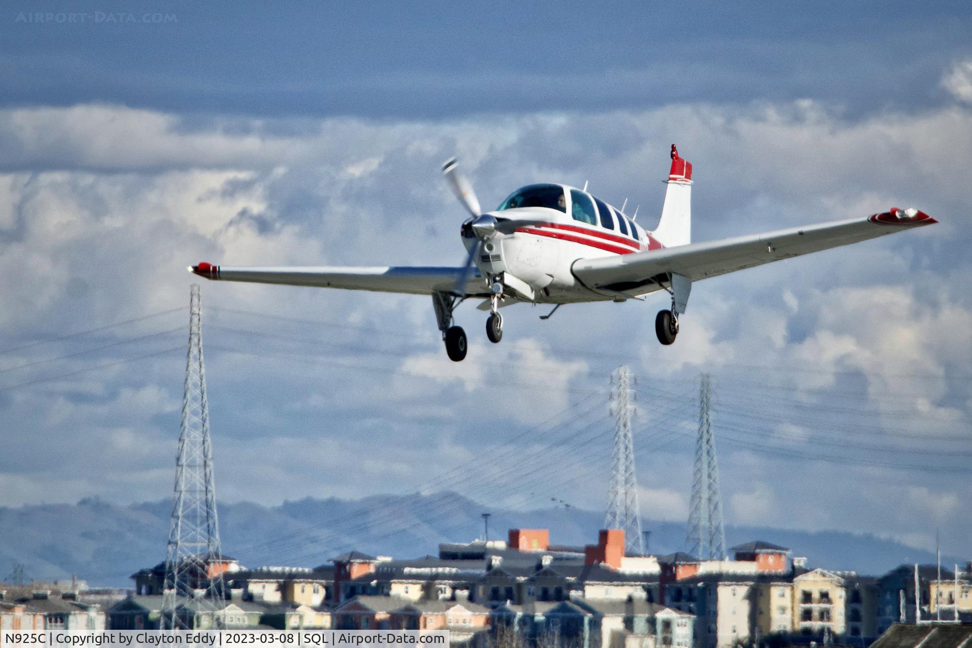 N925C, 1977 Beech A36 Bonanza 36 C/N E-1057, San Carlos Airport in California 2023.