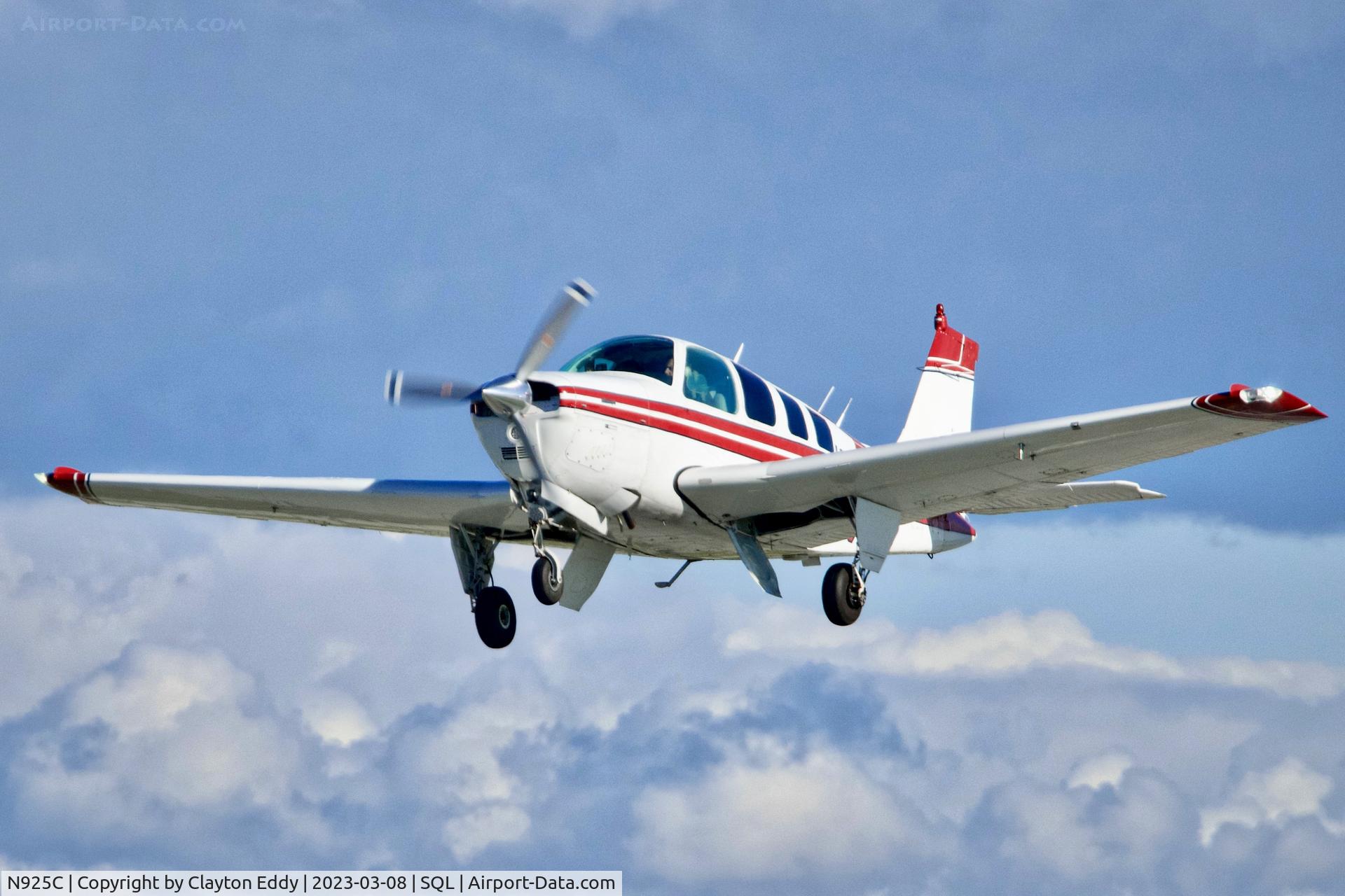 N925C, 1977 Beech A36 Bonanza 36 C/N E-1057, San Carlos Airport in California 2023.