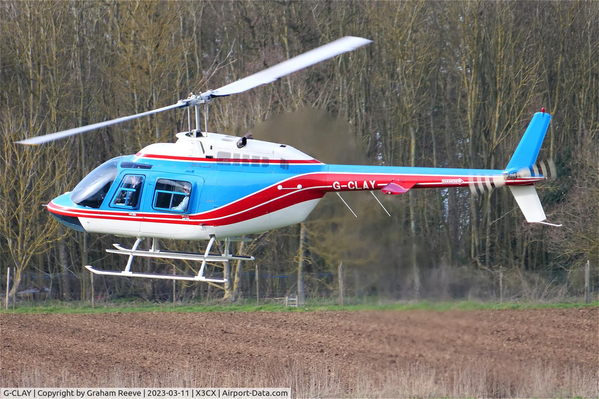 G-CLAY, 1996 Bell 206B JetRanger III C/N 4409, Departing from Northrepps.
