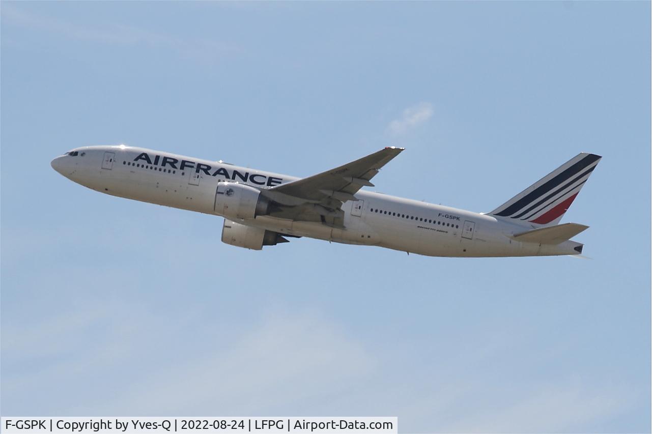 F-GSPK, 2000 Boeing 777-228/ER C/N 29010, Boeing 777-228ER, Climbing from rwy 08L, Roissy Charles De Gaulle Airport (LFPG-CDG)