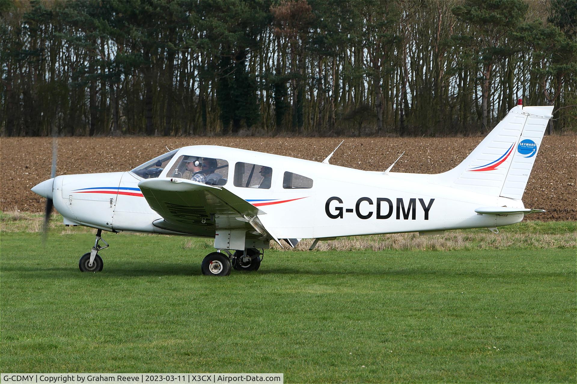 G-CDMY, 1979 Piper PA-28-161 Cherokee Warrior II C/N 28-7916007, Just landed at Northrepps.