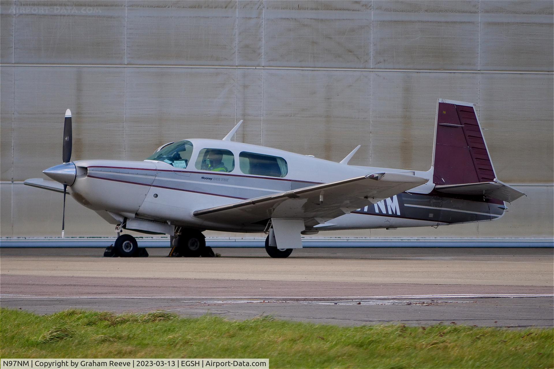 N97NM, 1986 Mooney M20K C/N 251047, Parked at Norwich.