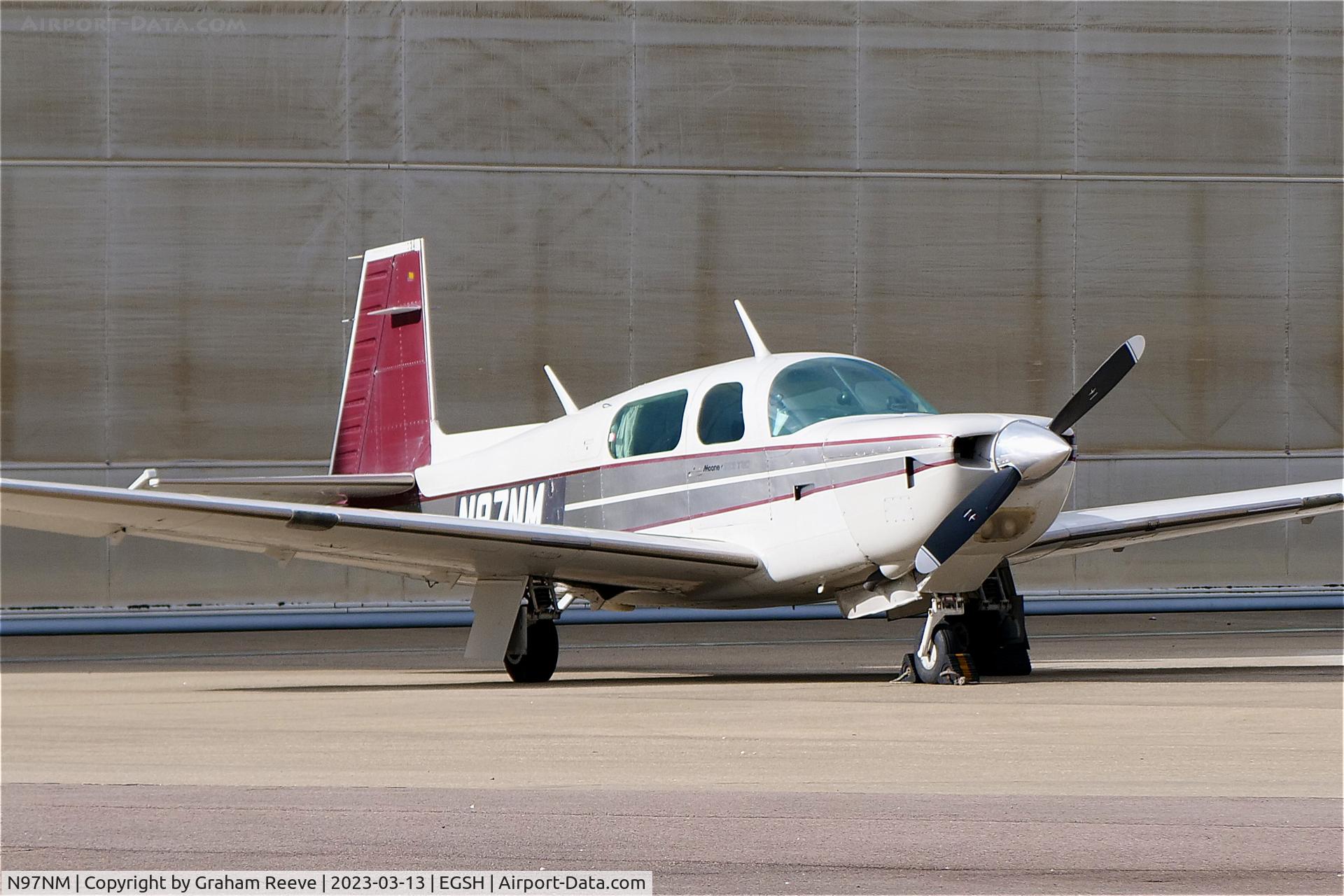 N97NM, 1986 Mooney M20K C/N 251047, Parked at Norwich.