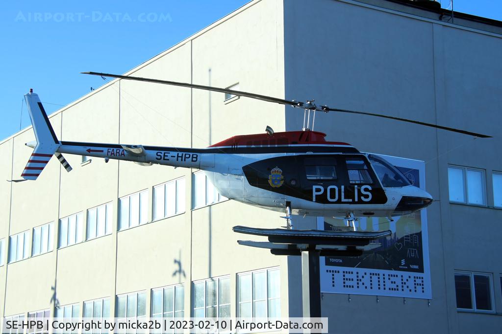 SE-HPB, 1970 Bell 206A JetRanger C/N 8204, Preserved at entrance of museum