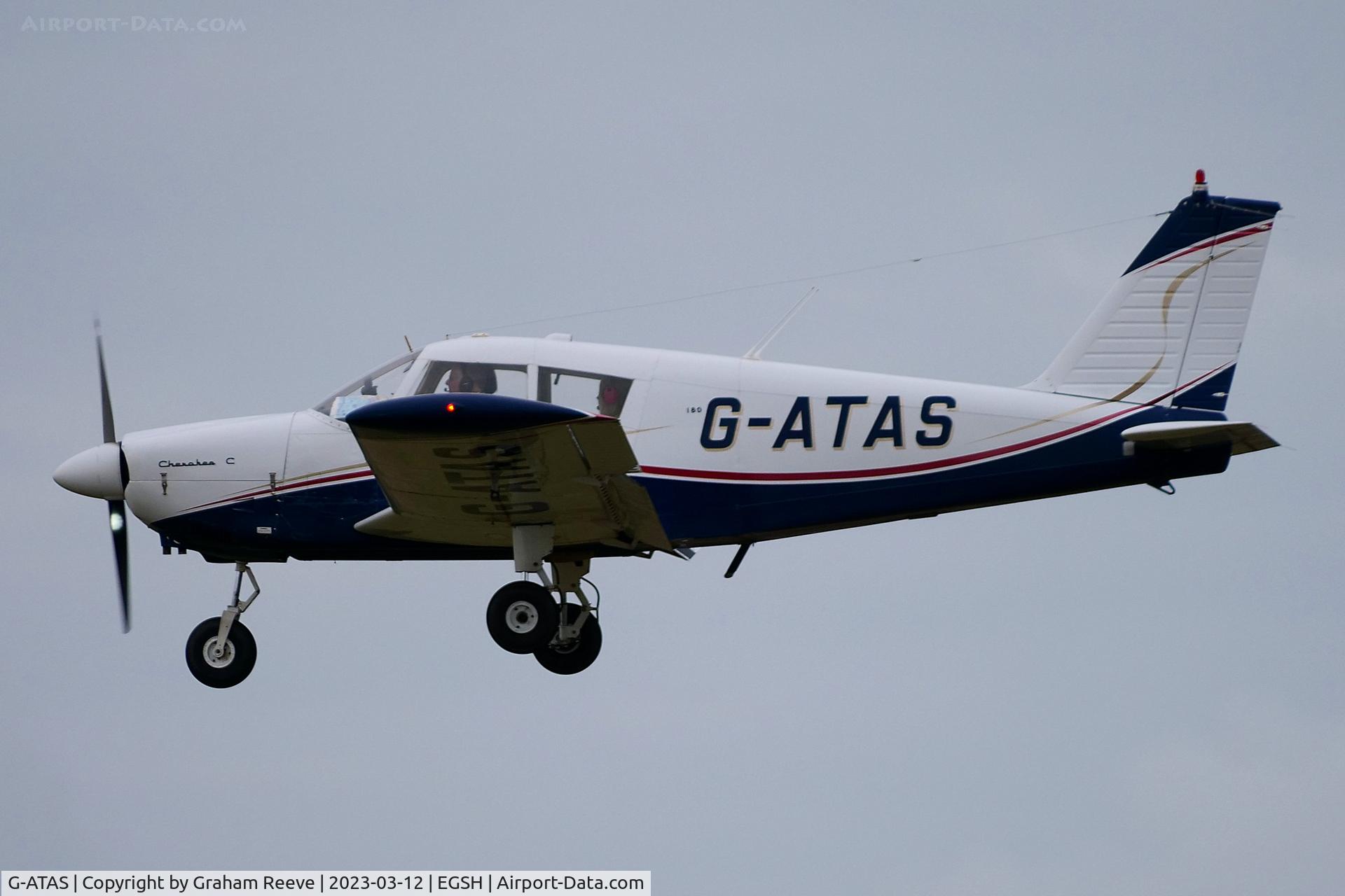 G-ATAS, 1964 Piper PA-28-180 Cherokee C/N 28-2137, Landing at Norwich.