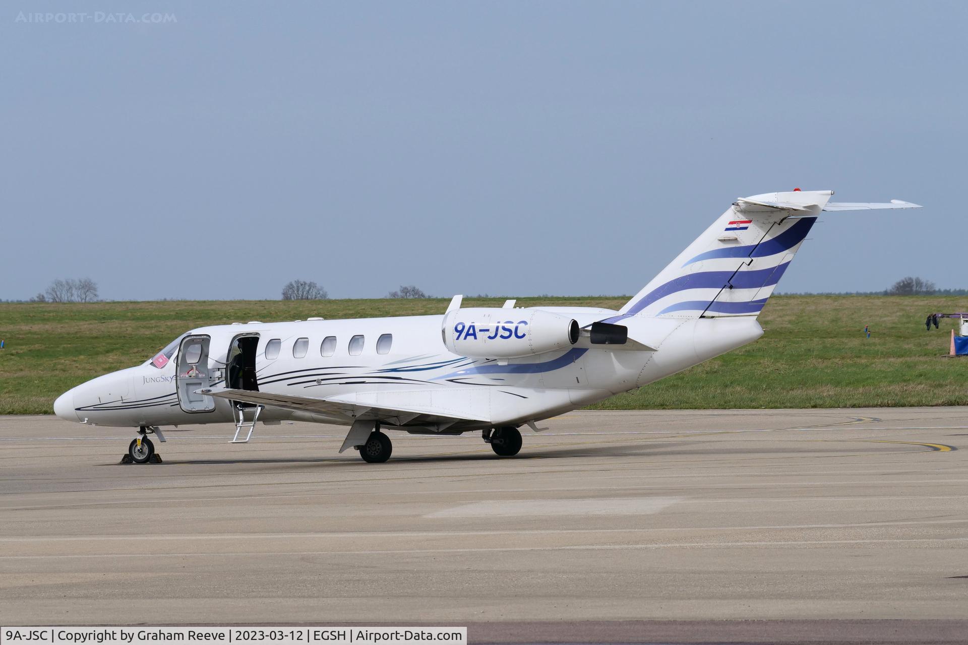 9A-JSC, 2001 Cessna 525A CitationJet CJ2 C/N 525A-0049, Parked at Norwich.