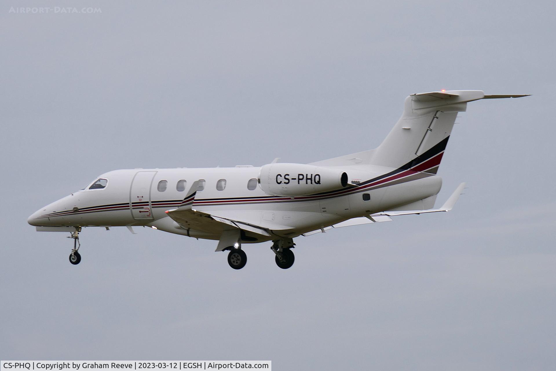 CS-PHQ, 2020 Embraer EMB-505 Phenom 300 C/N 50500570, Landing at Norwich.