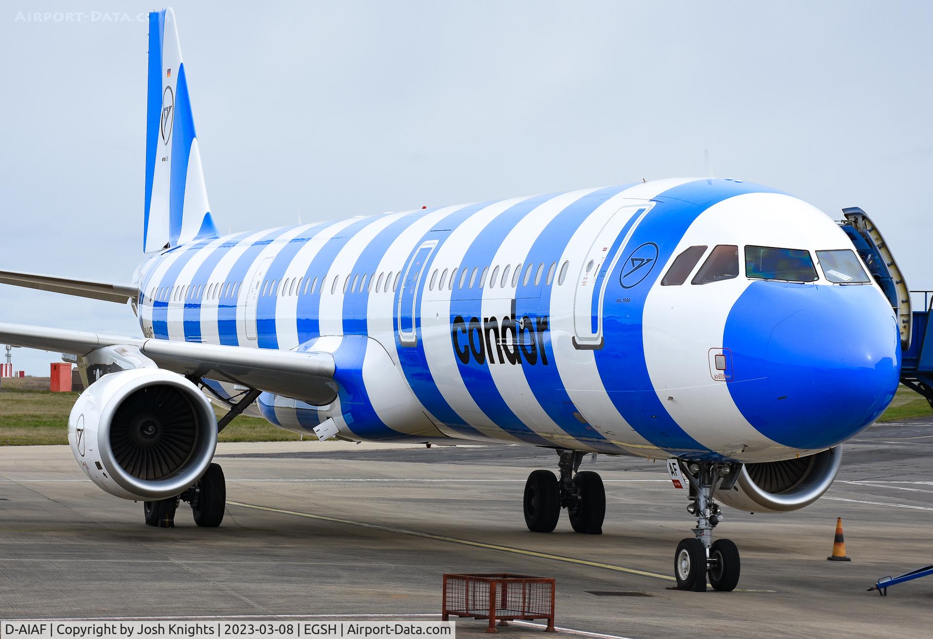 D-AIAF, 2015 Airbus A321-211 C/N 6459, On Stand After Respray Into The New Condor Livery.