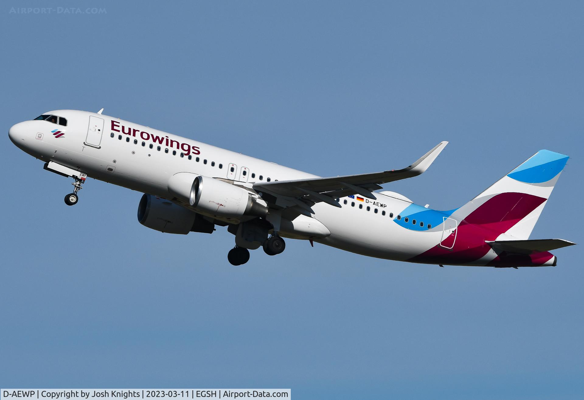 D-AEWP, 2016 Airbus A320-214 C/N 7377, Departing After Respray.