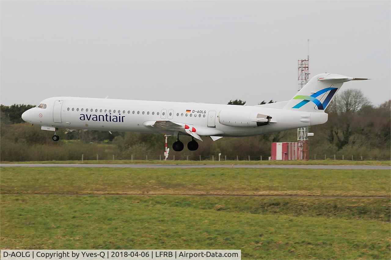 D-AOLG, 1993 Fokker 100 (F-28-0100) C/N 11452, Fokker 100, Landing rwy 25L, Brest-Bretagne airport (LFRB-BES)