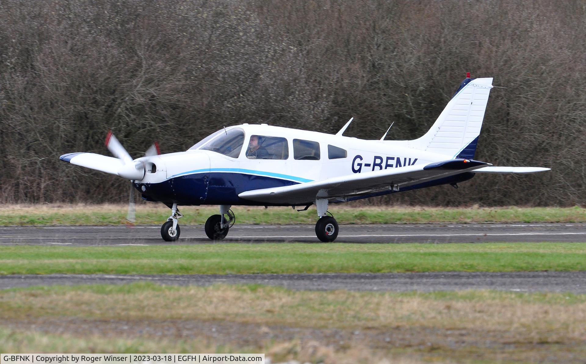 G-BFNK, 1977 Piper PA-28-161 Cherokee Warrior II C/N 28-7816282, Visiting Warrior II arriving Runway 22.