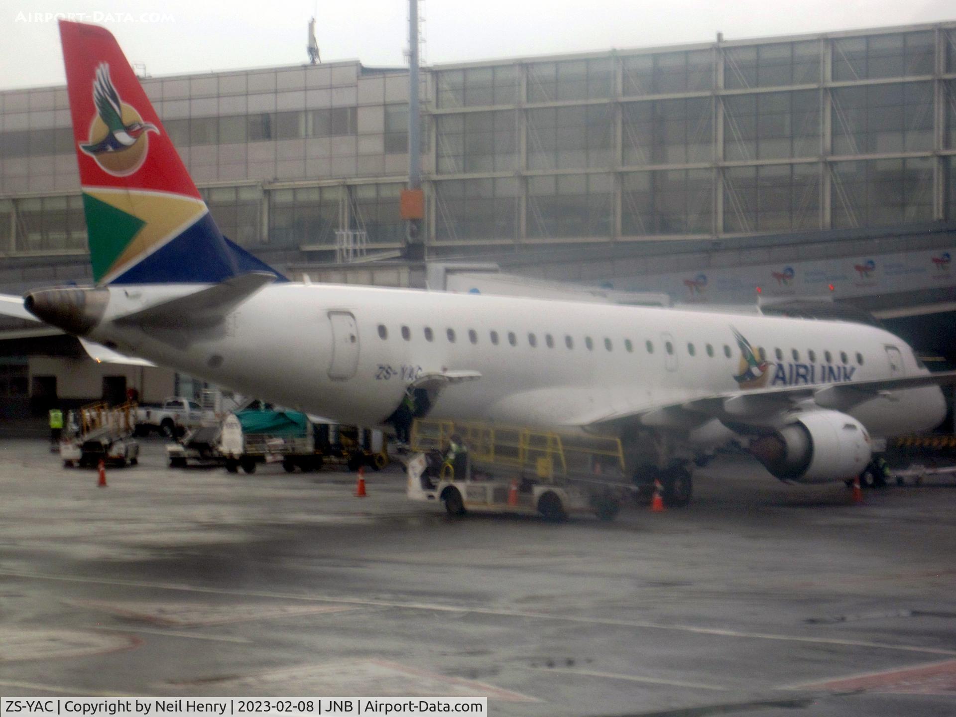 ZS-YAC, 2008 Embraer 190AR (ERJ-190-100IGW) C/N 19000209, seen at Johannesburg Terminal A
