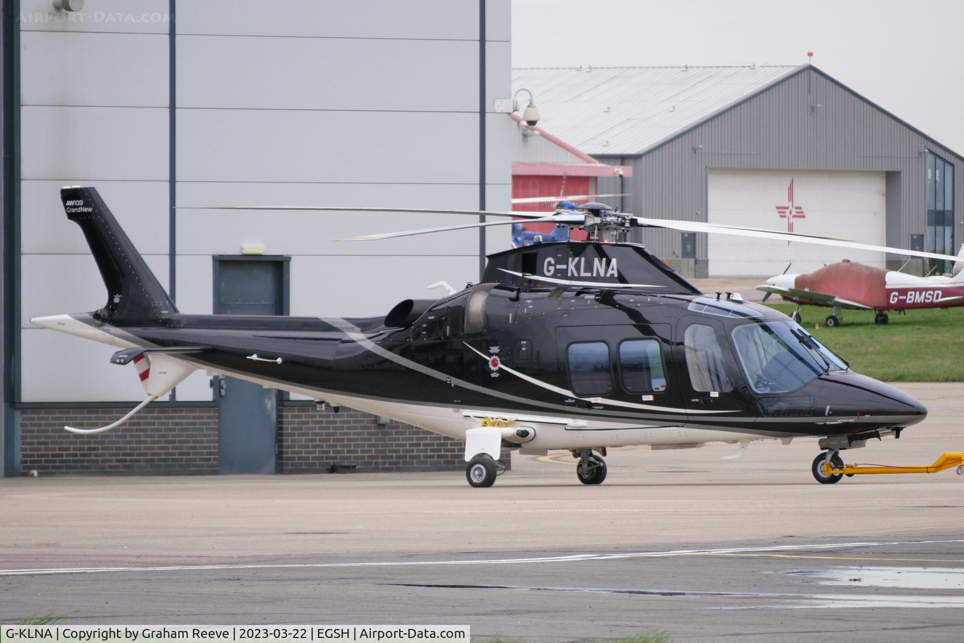 G-KLNA, 2023 Leonardo AW-109SP GrandNew C/N 22445, Under tow at Norwich.