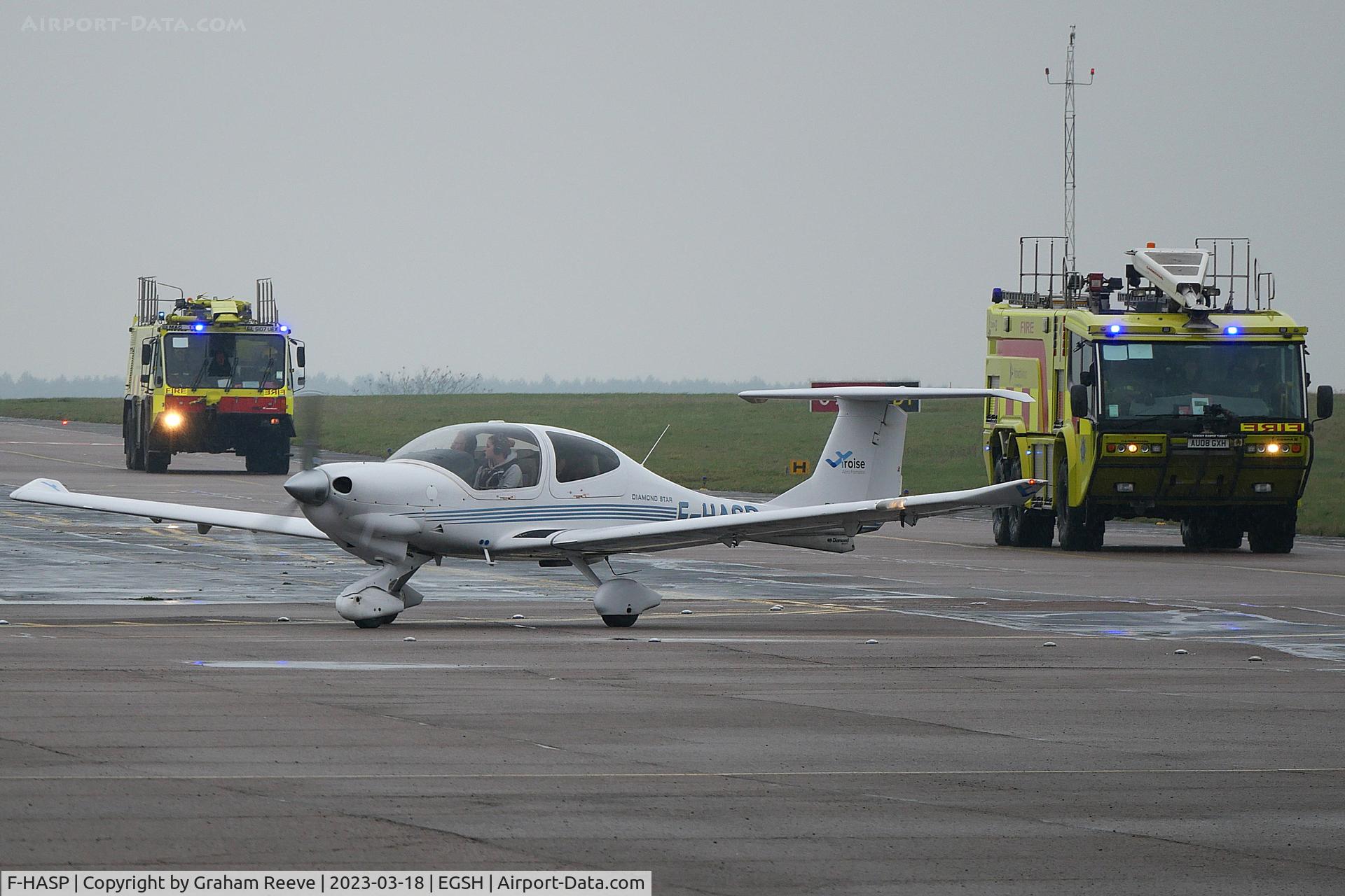 F-HASP, 2007 Diamond DA-40 Diamond Star C/N 40.281, Just landed at Norwich.