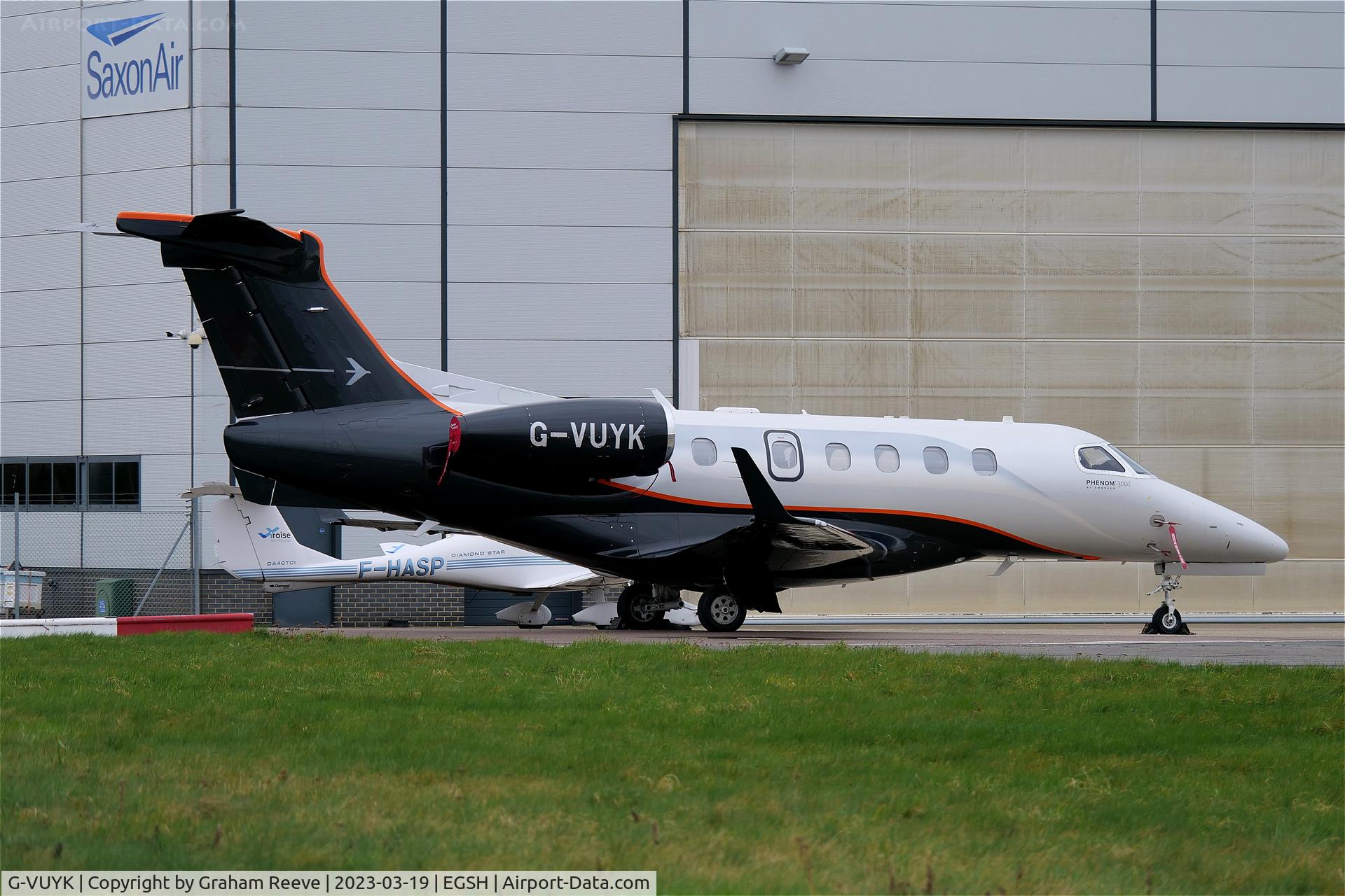 G-VUYK, 2022 Embraer EMB-505 Phenom 300 C/N 50500673, Parked at Norwich.