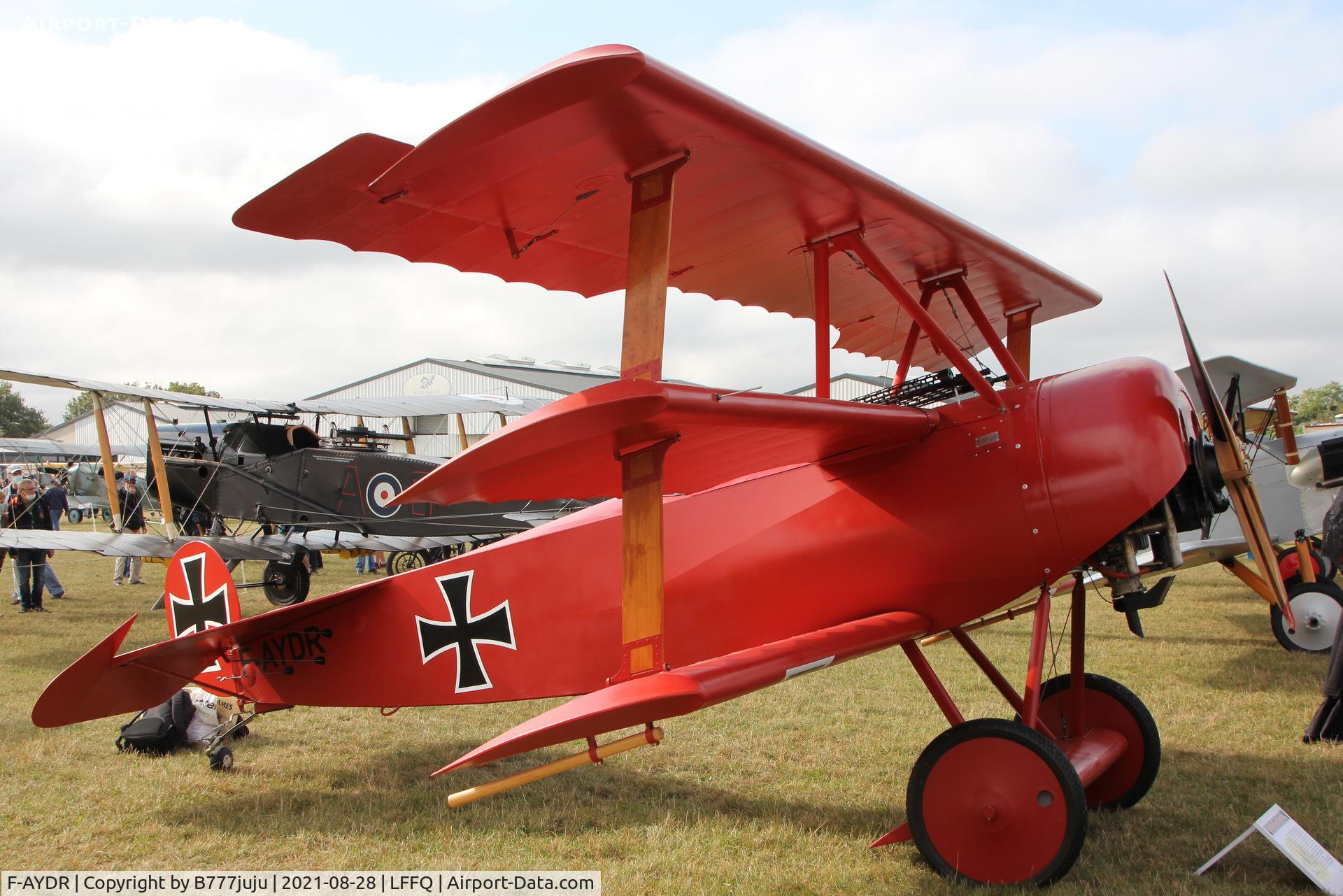 F-AYDR, 2011 Fokker Dr.1 Triplane Replica C/N 11178, during Ferté Alais 2021