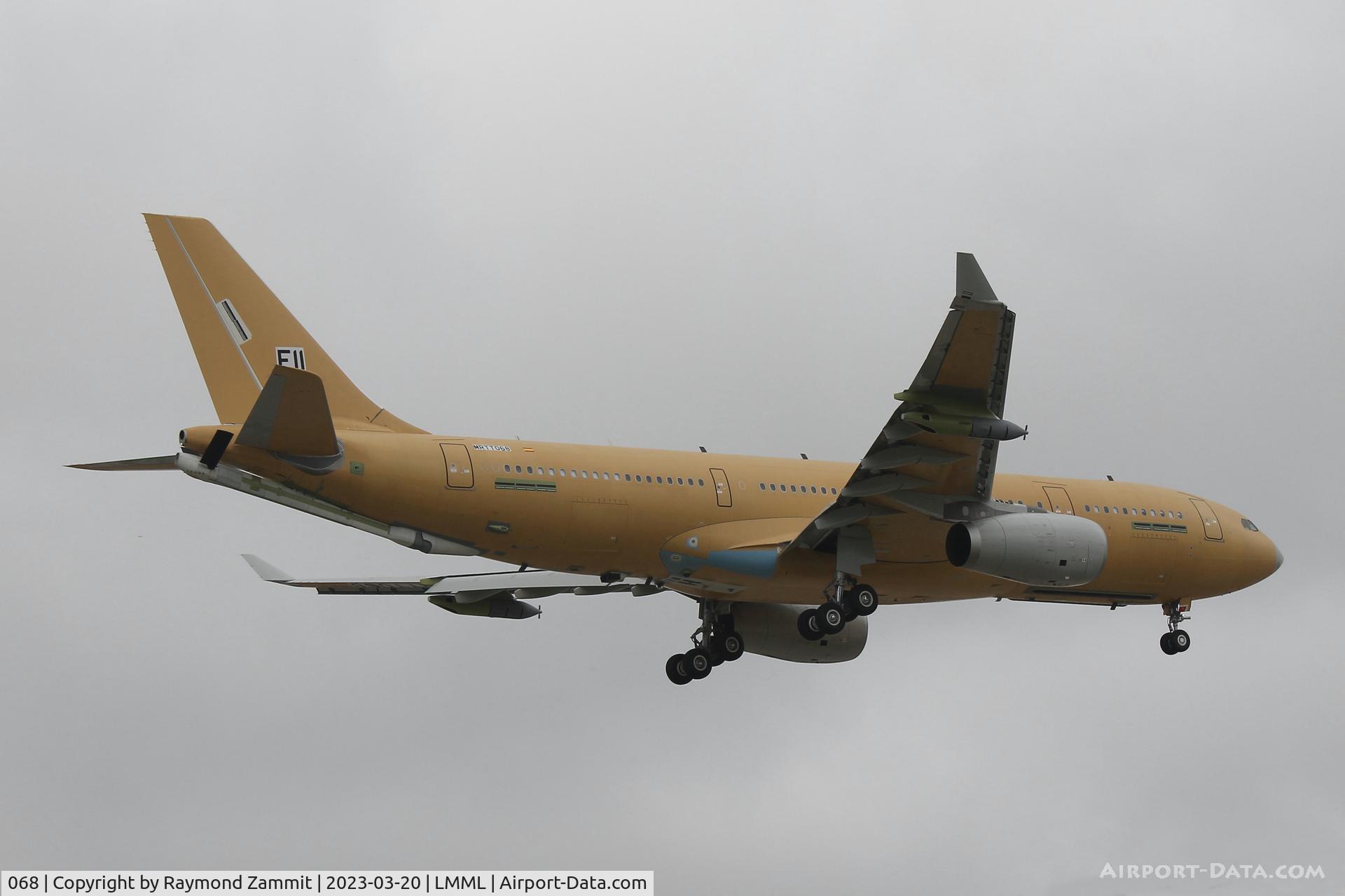 068, Airbus 330-243MRTT C/N 2012, Airbus330 MRTT 068 seen here arriving in arrival at Malta. The aircraft will be painted in French Air Force colours and will carry registration '068'.