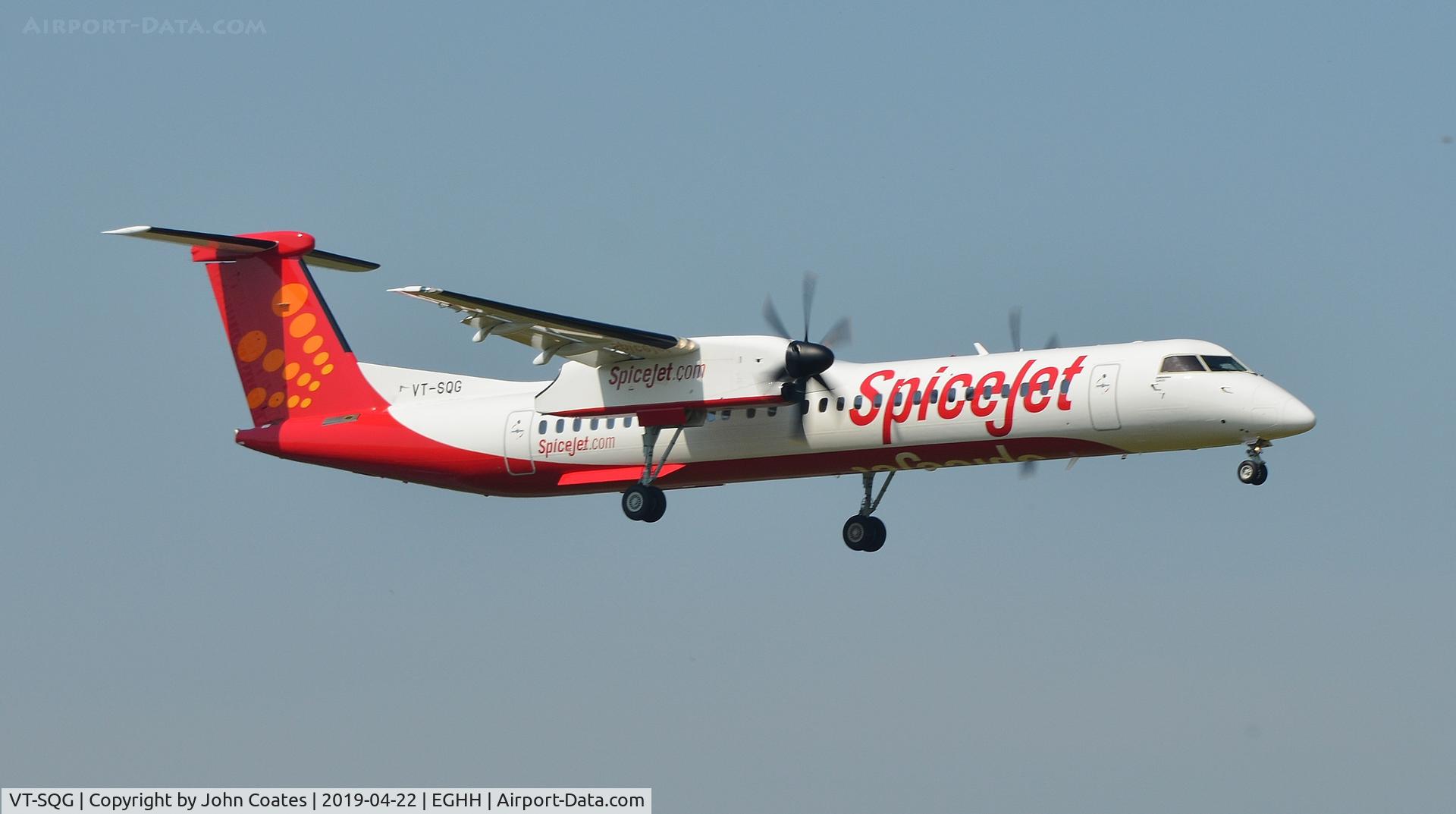 VT-SQG, 2019 De Havilland Canada DHC-8 Dash 8 Dash 8 C/N 4395, Arriving on 08 on delivery