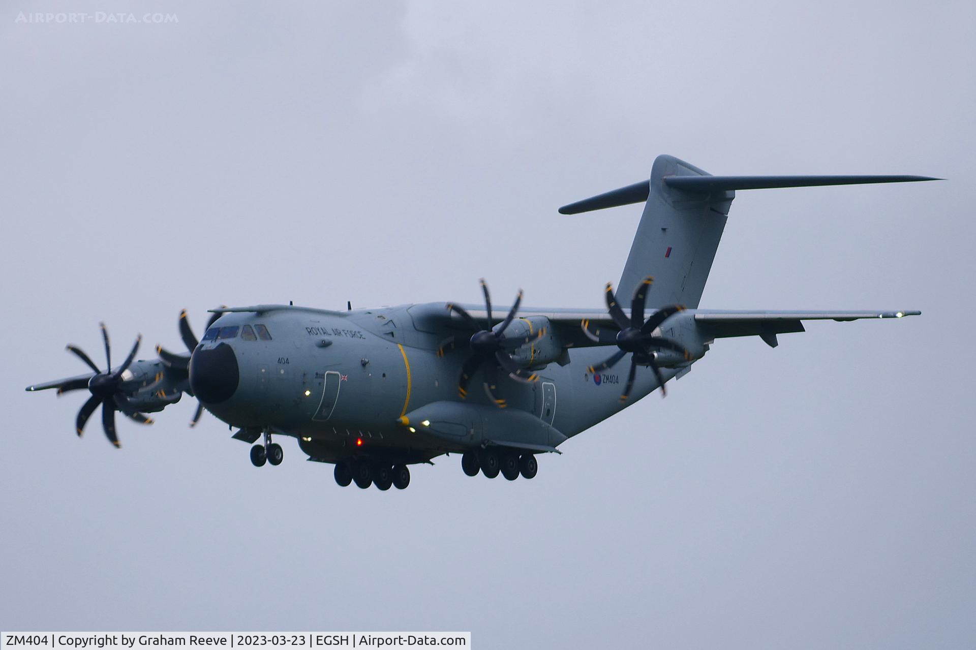 ZM404, 2015 Airbus A400M-180 Atlas C.1 C/N 021, In the circuit at Norwich.