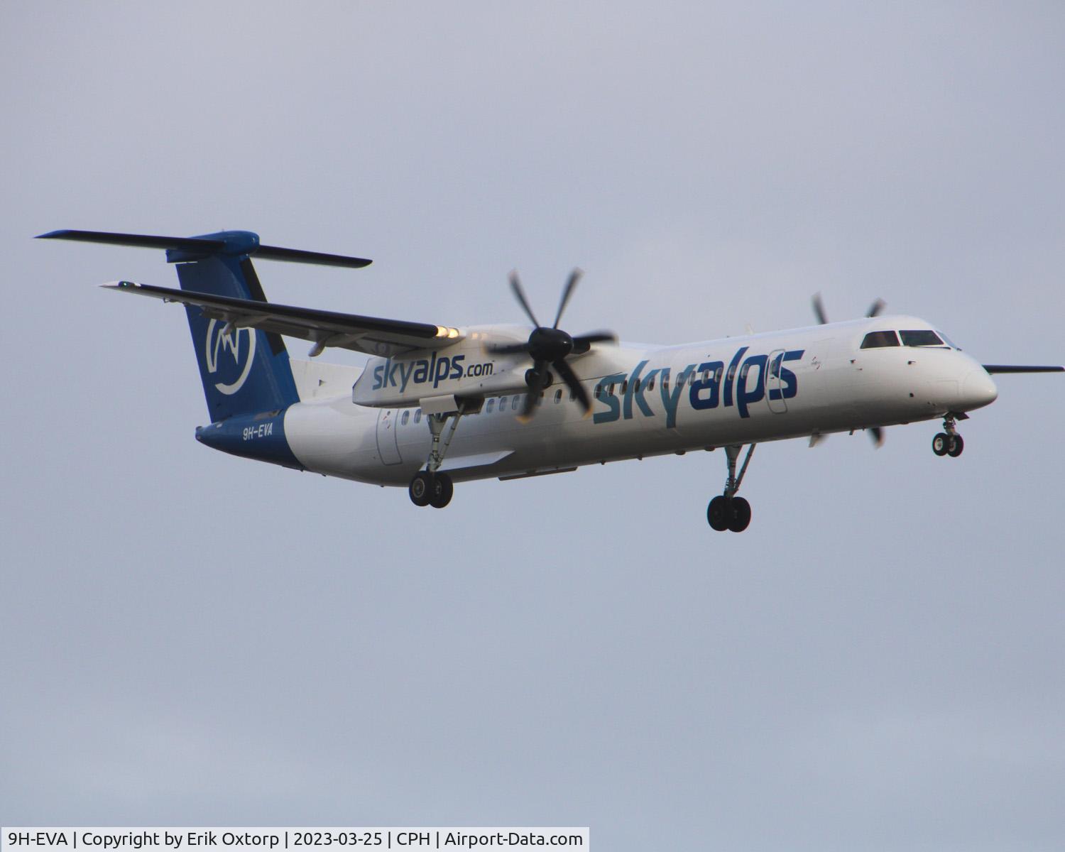 9H-EVA, 2009 De Havilland Canada DHC-8-402Q Dash 8 C/N 4237, 9H-EVA landing rw 22L